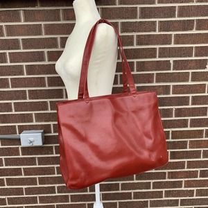 M London Red Leather Tote for Travel, Business, or Casual Snake Embossed